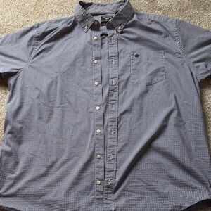 Dockers Men’s Blue and White Micro Gingham Button-Down Shirt